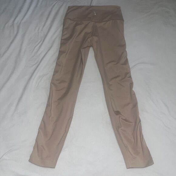 Nike Blush Pink Velour Velvet Trim Dri-Fit 7/8 Workout Leggings Medium - Picture 10 of 10